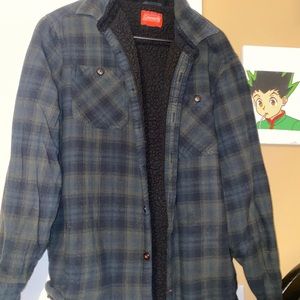 Green flannel shacket